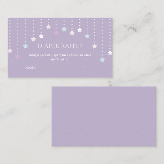 きらめく小さな星の赤ちゃんシャワーおむつラッフル エンクロージャーカード (正面/裏面)