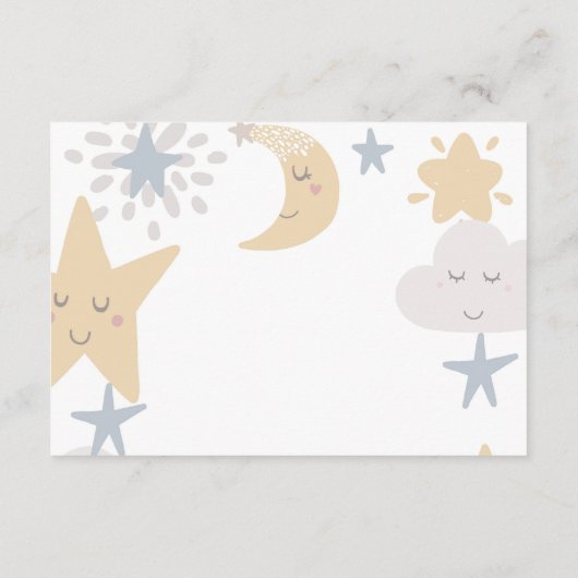 きらめく小さな星の赤ちゃんシャワーおむつラッフル エンクロージャーカード (裏面)