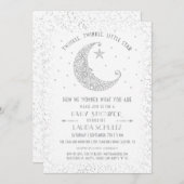 きらめく小さな星の赤ちゃんシャワーシルバー 招待状 (正面/裏面)