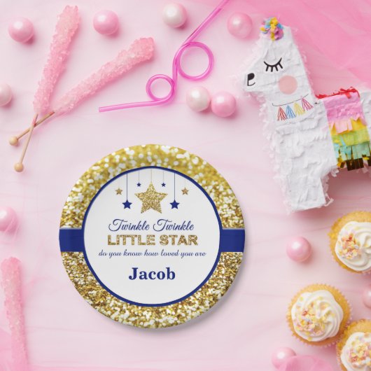きらめく小さな星の赤ちゃんシャワープレート ペーパープレート (パーティー)