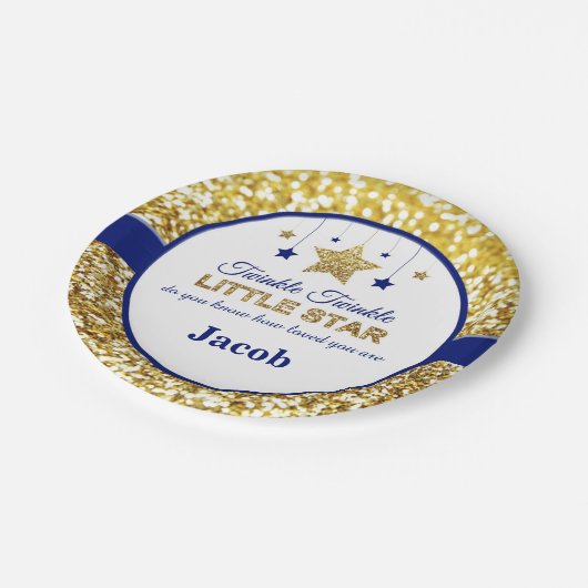 きらめく小さな星の赤ちゃんシャワープレート ペーパープレート (アングル)