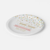 きらめく小さな星の赤ちゃんシャワー任意の色 ペーパープレート (アングル)