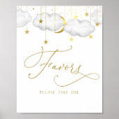 きらめく小さな星の赤ちゃんシャワー好意サイン ポスター (正面)