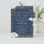 きらめく小さな星の赤ちゃんシャワー手描き 招待状 (スタンド正面)