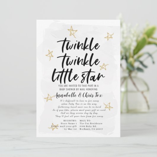 きらめく小さな星の赤ちゃんシャワーbyメール 招待状 (スタンド正面)