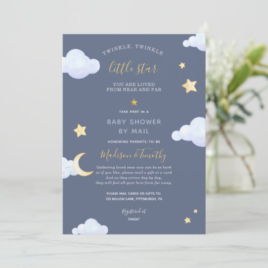 きらめく小さな星の赤ちゃんシャワーbyメール 招待状 (スタンド正面)