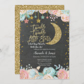 きらめく小さな星ツインベビーシャワー 招待状 (正面/裏面)