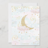きらめく小さな星ピンクの性別シャワーを明らかにする 招待状 (裏面)