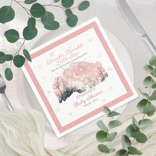 きらめく小さな星ユニコーン赤ちゃんシャワー スタンダードカクテルナプキン