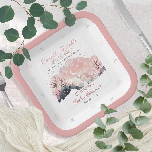 きらめく小さな星ユニコーン赤ちゃんシャワー ペーパープレート