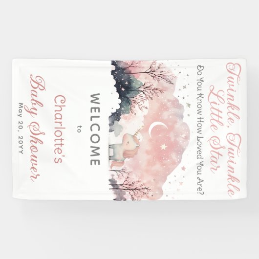 きらめく小さな星ユニコーン赤ちゃんシャワー 横断幕 (横)