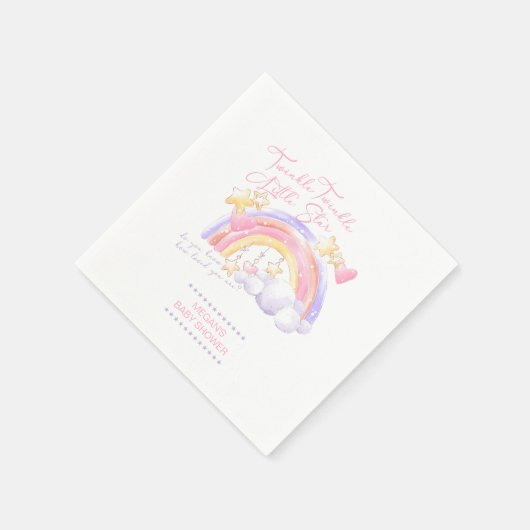 きらめく小さな星レインボーベビーシャワー スタンダードカクテルナプキン (角)