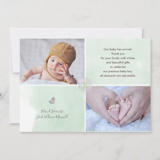 きらめく小さな星誕生ありがとう 招待状 (裏面)