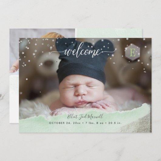 きらめく小さな星誕生ありがとう 招待状 (正面/裏面)