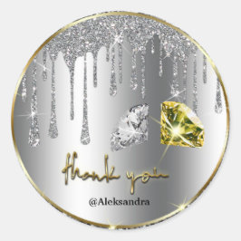 きらめく感謝していより銀の金ゴールド ラウンドシール