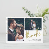 きらめく感謝してい| 2枚の写結婚真 サンキューカード (スタンド正面)