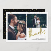 きらめく感謝してい| 2枚の写結婚真 サンキューカード (正面/裏面)