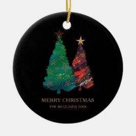 きらめく手の絵を描水色のクリスマスツリー セラミックオーナメント