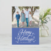 きらめく手レターハッピーホリデーズフォトブルー シーズンカード (スタンド正面)