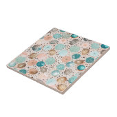 きらめく抽象芸術ドットパターンターコイズ、ピンク タイル (側面)