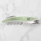 きらめく明るい緑の虹色のテクスチャ ソムリエナイフ (裏面)