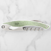 きらめく明るい緑の虹色のテクスチャ ソムリエナイフ (正面)