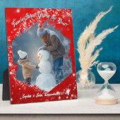 きらめく星の赤いブラシストロークのフォトフレーム フォトプラーク (側面)