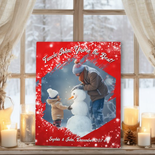 きらめく星の赤いブラシストロークのフォトフレーム フォトプラーク