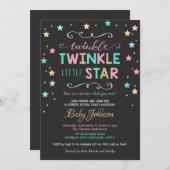 きらめく星の赤ちゃんシャワー、ジェンダーの明け方 招待状 (正面/裏面)