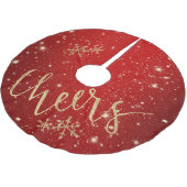 きらめく星 – クリスマス応援 – 赤 ブラッシュドポリエステルツリースカート (アングル)