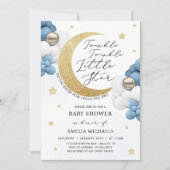 きらめく月と星の赤ちゃんシャワー 招待状 (正面)
