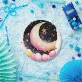 きらめく月&スターズベビーガールシャワー ペーパープレート (パーティー)