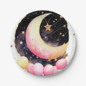 きらめく月&スターズベビーガールシャワー ペーパープレート (正面)