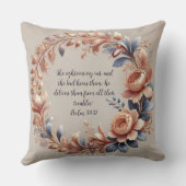 きらめく桃と青のカスタマイズ可能な聖書の詩 クッション (裏面)