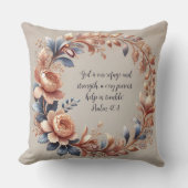 きらめく桃と青のカスタマイズ可能な聖書の詩 クッション (正面)