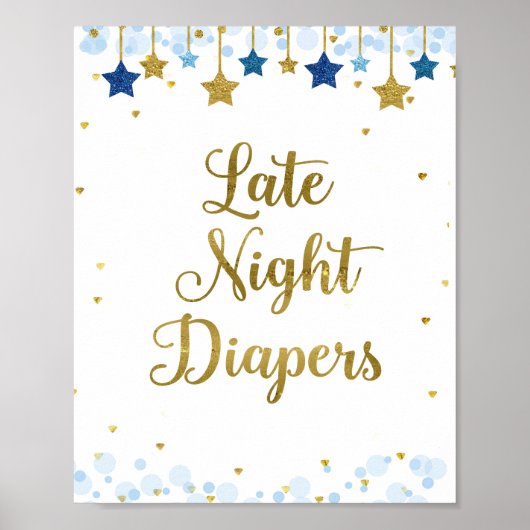 きらめく水の色の深夜おむつサイン ポスター (正面)