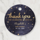 きらめく水の色の赤ちゃんユニセックスシャワーの好意 フェイバータグ (正面)