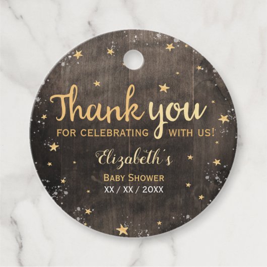 きらめく水の色の赤ちゃんユニセックスシャワー フェイバータグ (正面)