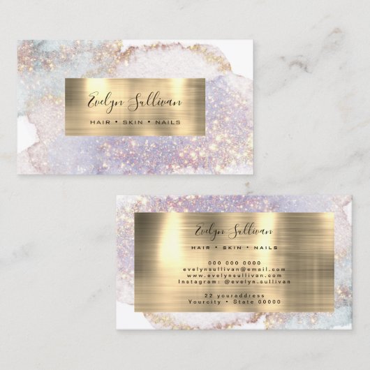 きらめく水彩金ゴールド箔名刺 名刺 (正面/裏面)