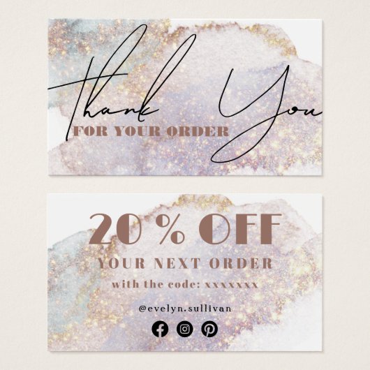 きらめく水感謝してい色割引カード (正面&裏面)