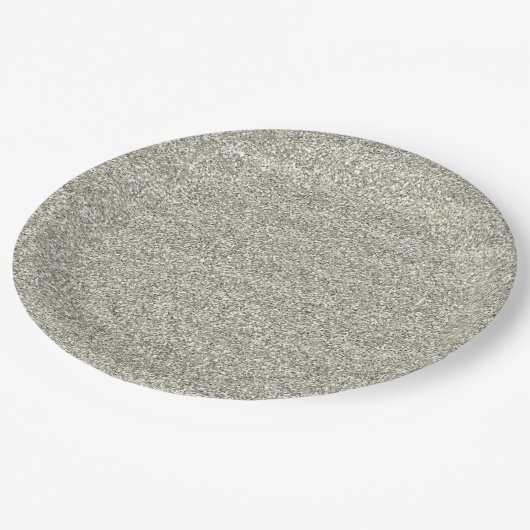 きらめく派手な銀製のグリッター ペーパープレート (アングル)