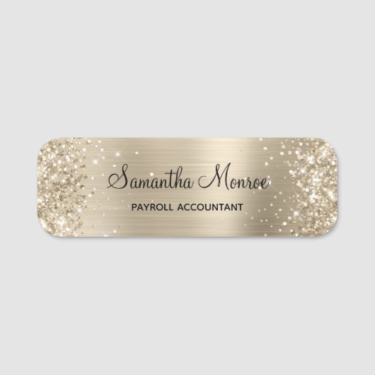 きらめく淡いゴールド箔 名札 (正面)