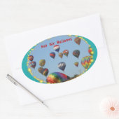 きらめく熱気球縁ど 楕円形シール (封筒)