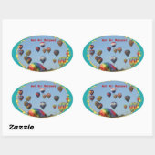 きらめく熱気球縁ど 楕円形シール (シート)