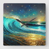 きらめく発散海波 スクエア壁時計 (正面)