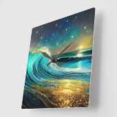 きらめく発散海波 スクエア壁時計 (傾斜)