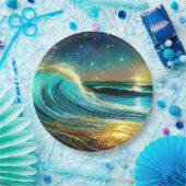 きらめく発散海波 ペーパープレート (パーティー)