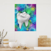 きらめく白い歯医者の花のポスター ポスター (キッチン)