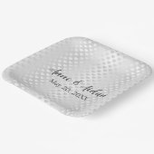 きらめく白結婚色のハート ペーパープレート (傾斜あり)