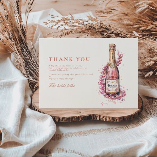 きらめく真珠とプロセッコブライダルシャワー サンキューカード